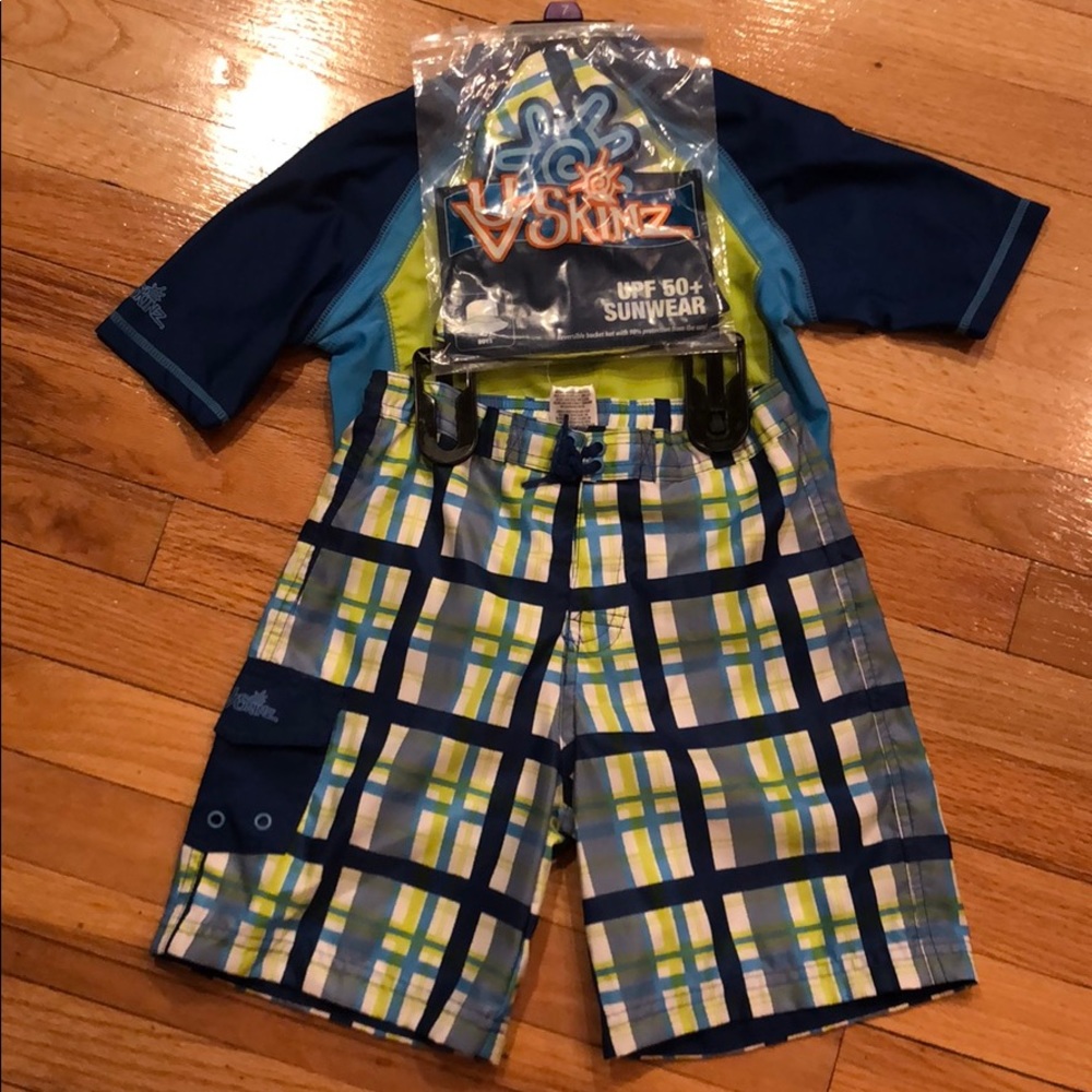 Boys 3pc swim set with octopus plaid print - Picture 5 of 5